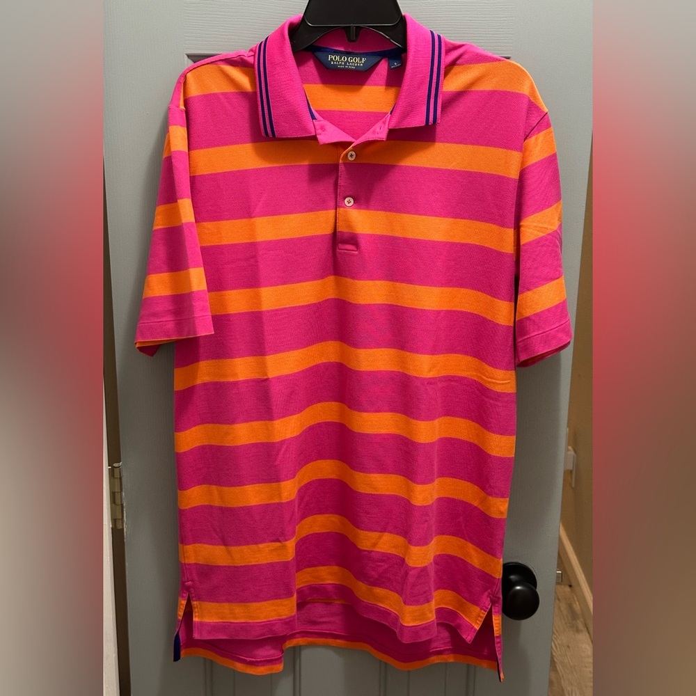 Ralph Lauren Polo Golf Performance Pima Cotton Men’s Size Large Striped Shirt